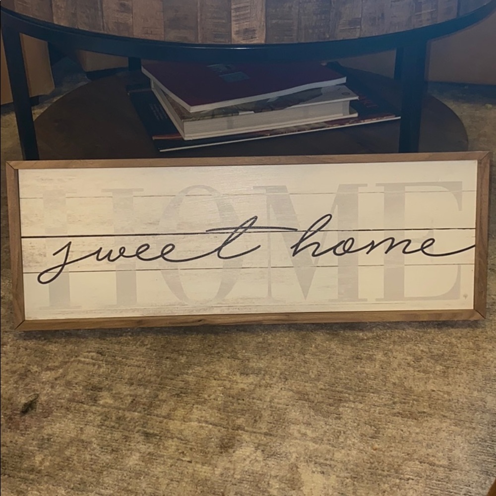 Home sweet home wall art sign cream and black
